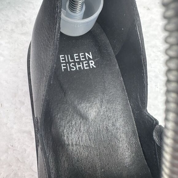 Eileen Fisher Allen Black Leather Loafers Womens 7 Slip On Flats Minimalist Work - Picture 5 of 10